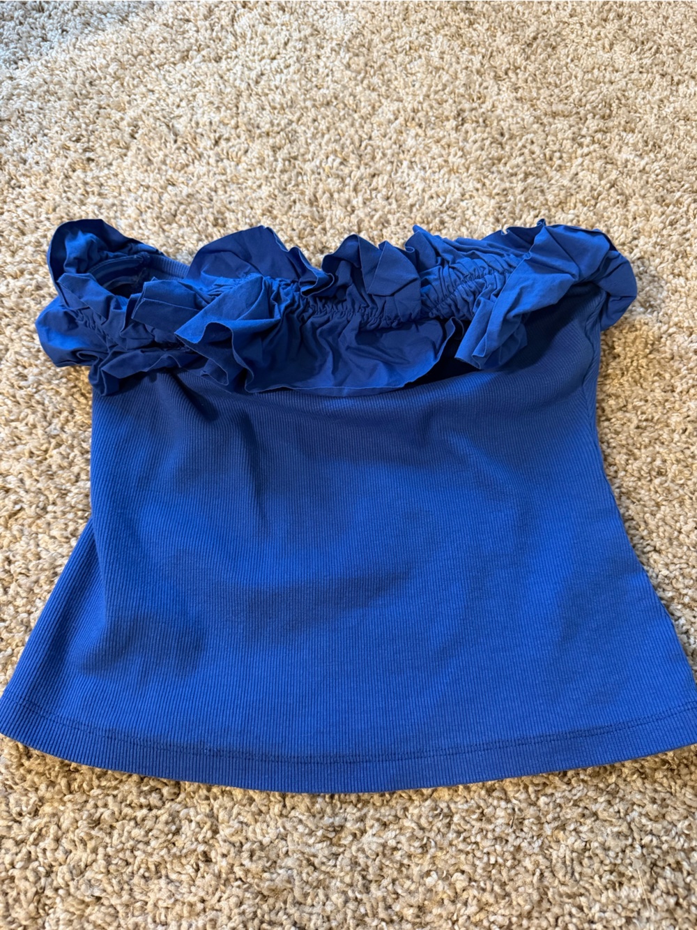 Mauve Royal Blue Ruffle Off-Shoulder Top